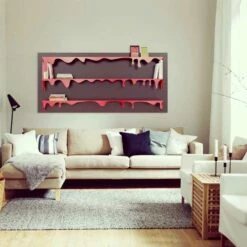 Slide Bibliotheek Modern Design Kolata 186x86 (3 Legborden) Mabele, Italiaans Design