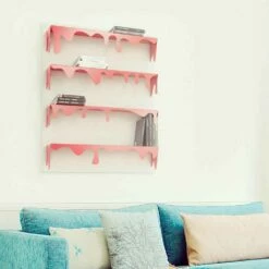 Slide Bibliotheek Kolata 90x110 Muurontwerp (4 Vlakken) Mabele, Handgemaakte Product