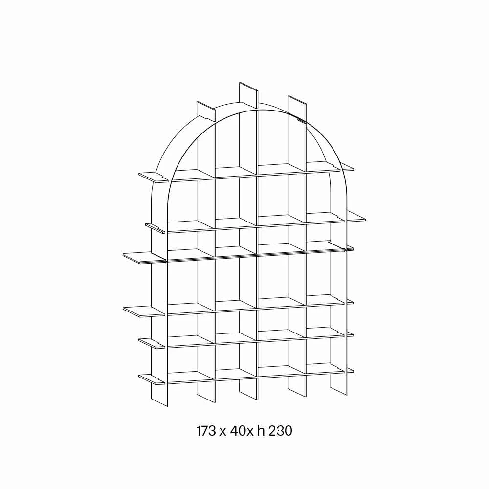 Slide Vrijstaande Gebogen Boekenkast In Rookglas En Geborsteld Brons Ontwerp - Marco 5 Slide Vrijstaande Gebogen Boekenkast In Rookglas En Geborsteld Brons Ontwerp - Marco - Afbeelding 5