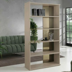 Slide Boekenkast In Mdf En Melamine Met Glaselement Made In Italy - Shortbread