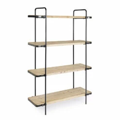 Slide Vrijstaande Industriële Boekenkast In Staal En Hout Mdf-ontwerp - Jerard