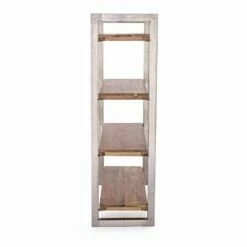 Slide Moderne Boekenkast Met Structuur In Verchroomd Staal En Hout Homemotion - Lisotta -Slide Shop libreria moderna con struttura in acciaio cromato e legno homemotion lisotta 2