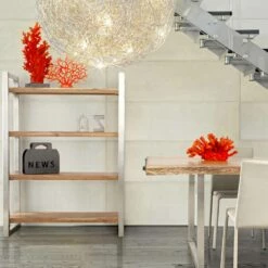 Slide Moderne Boekenkast Met Structuur In Verchroomd Staal En Hout Homemotion - Lisotta -Slide Shop libreria moderna con struttura in acciaio cromato e legno homemotion lisotta 4