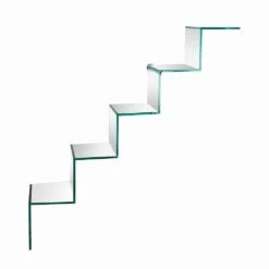 Slide Boekenkast Voor Objecten Aan De Muur Origineel Ontwerp In Glazen Ladder - Volano -Slide Shop libreria porta oggetti a parete design originale a scala in vetro volano 2