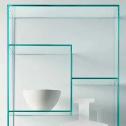 Slide Woonkamer Boekenkast In Extra Helder Glas Met Of Zonder Lades Made In Italy - Linzy -Slide Shop libreria salotto in vetro extrachiaro doppia con o senza cassetti linzy 5