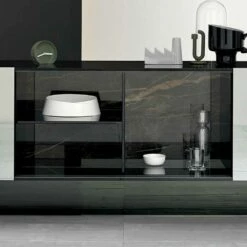 Entree Design Dressoir Met 2 Deuren In Rookglas Gemaakt In Italië - Scocca -Slide Shop madia da ingresso di design a 2 ante in vetro fume made in italy sciocca 2