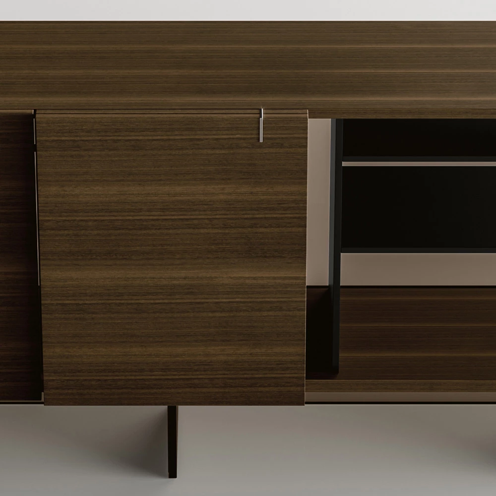 Houten Dressoir Met Glazen Structuur Made In Italy - Azuki 11 Houten Dressoir Met Glazen Structuur Made In Italy - Azuki - Afbeelding 11