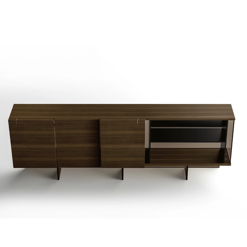 Houten Dressoir Met Glazen Structuur Made In Italy - Azuki 8 Houten Dressoir Met Glazen Structuur Made In Italy - Azuki - Afbeelding 8
