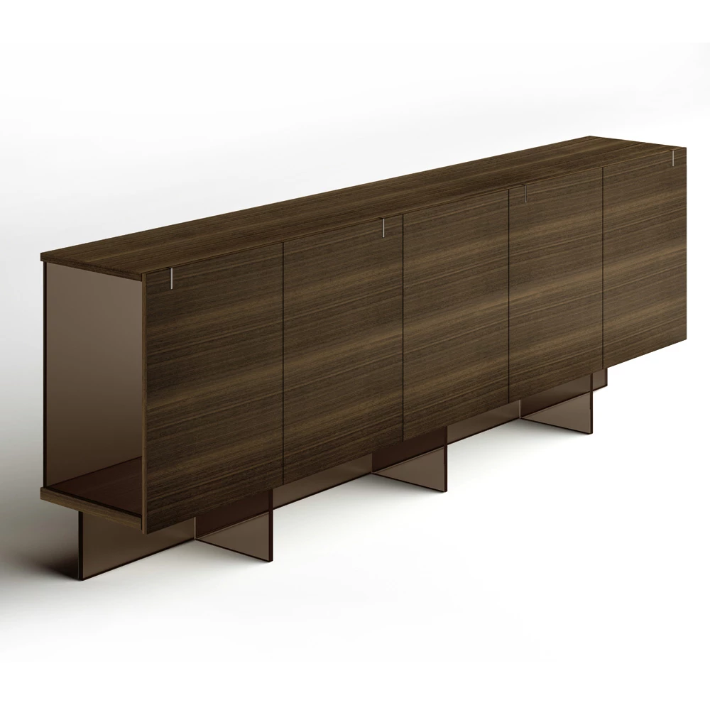 Houten Dressoir Met Glazen Structuur Made In Italy - Azuki 9 Houten Dressoir Met Glazen Structuur Made In Italy - Azuki - Afbeelding 9