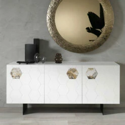 Woonkamer Dressoir In Melamine Met 3 Deuren In Mdf Made In Italy - Moena -Slide Shop madia da soggiorno in nobilitato con 3 ante in mdf made in italy moena 1