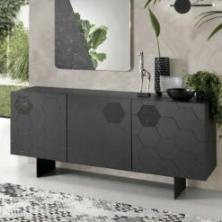 Woonkamer Dressoir In Melamine Met 3 Deuren In Mdf Made In Italy - Moena -Slide Shop madia da soggiorno in nobilitato con 3 ante in mdf made in italy moena 6