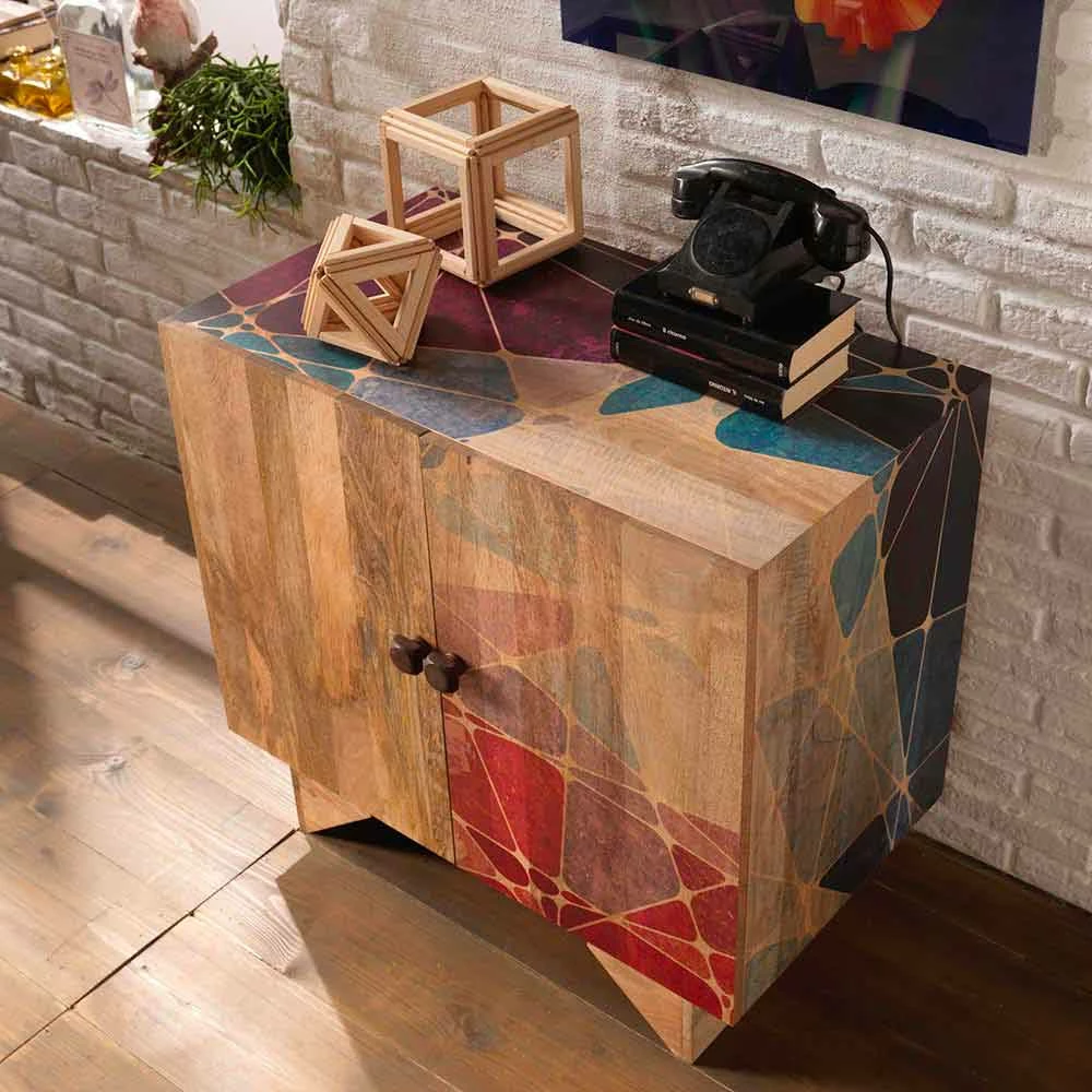 Modern Etnisch Dressoir In Massief Mangohout, Cecina 2 Modern Etnisch Dressoir In Massief Mangohout, Cecina - Afbeelding 2