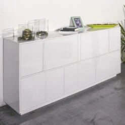 Madia In Melaminehout In 3 Afwerkingen Met Compartimenten Made In Italy - Rosemary -Slide Shop madia in legno nobilitato in 3 finiture con vani made in italy rosemary