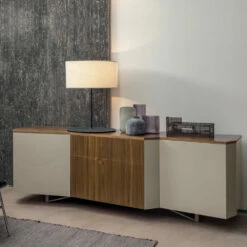 Dressoir In Mdf Met 2 Deuren En 2 Uitstekende Lades Hellende Zijkanten - Caspiter