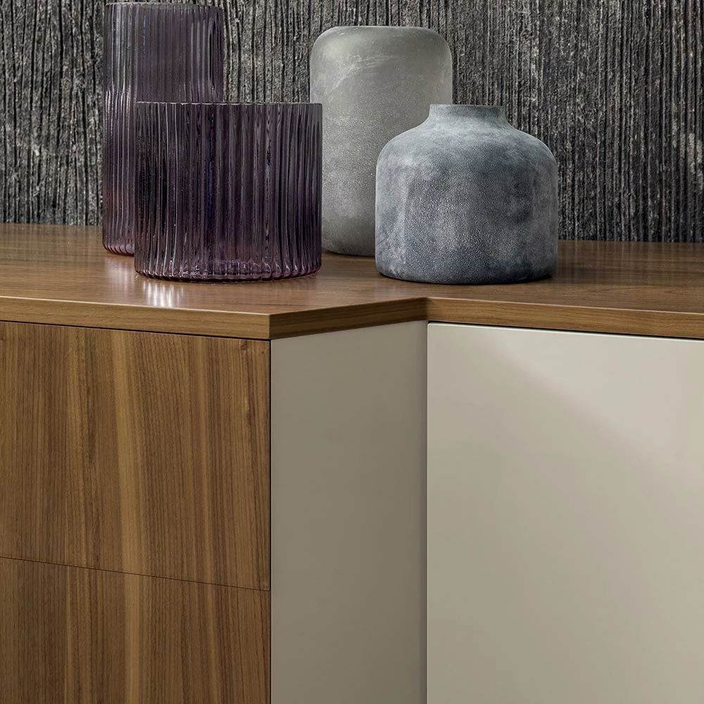 Dressoir In Mdf Met 2 Deuren En 2 Uitstekende Lades Hellende Zijkanten - Caspiter 4 Dressoir In Mdf Met 2 Deuren En 2 Uitstekende Lades Hellende Zijkanten - Caspiter - Afbeelding 4