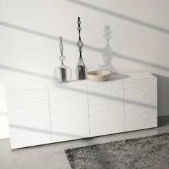Dressoir In Mat Wit Gelakt Mdf Met Gedecoreerde Deuren Made In Italy - Chicago -Slide Shop madia in mdf laccato bianco opaco con ante decorate made in italy chicago 3