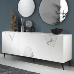 Madia In Melamine En Mdf Met Inzetstukken Met Marmereffect Made In Italy - Camira