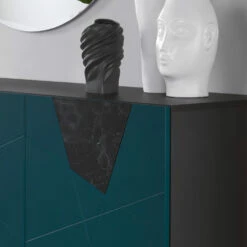 Madia In Melamine En Mdf Met Inzetstukken Met Marmereffect Made In Italy - Camira -Slide Shop madia in nobiliato e mdf con inserti effetto marmo made in italy camira 6