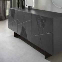 Madia In Melamine En Mdf Met Inzetstukken Met Marmereffect Made In Italy - Camira -Slide Shop madia in nobiliato e mdf con inserti effetto marmo made in italy camira 8