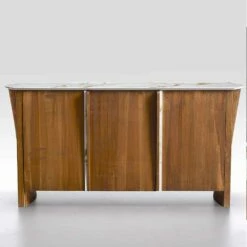 Houten Dressoir Met Marmereffect Gres-blad, Hoge Kwaliteit Gemaakt In Italië - Wonka -Slide Shop madia moderna in legno con piano e anta in gres marmo made in italy wonka 11