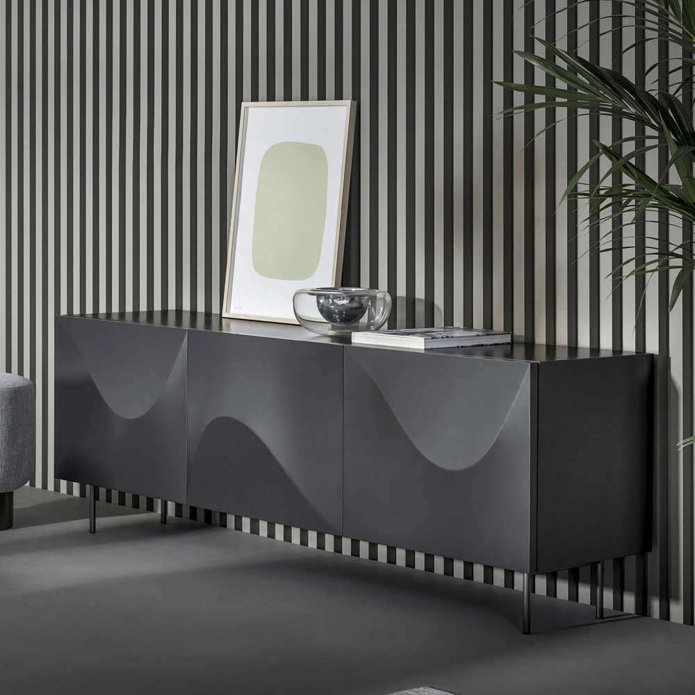 Modern Dressoir Van Gelakt Hout En Metaal Gemaakt In Italië - Bonaldo Vertigo 2 Modern Dressoir Van Gelakt Hout En Metaal Gemaakt In Italië - Bonaldo Vertigo - Afbeelding 2