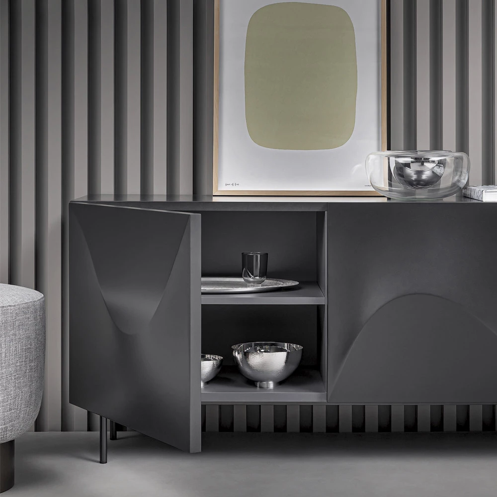 Modern Dressoir Van Gelakt Hout En Metaal Gemaakt In Italië - Bonaldo Vertigo 5 Modern Dressoir Van Gelakt Hout En Metaal Gemaakt In Italië - Bonaldo Vertigo - Afbeelding 5