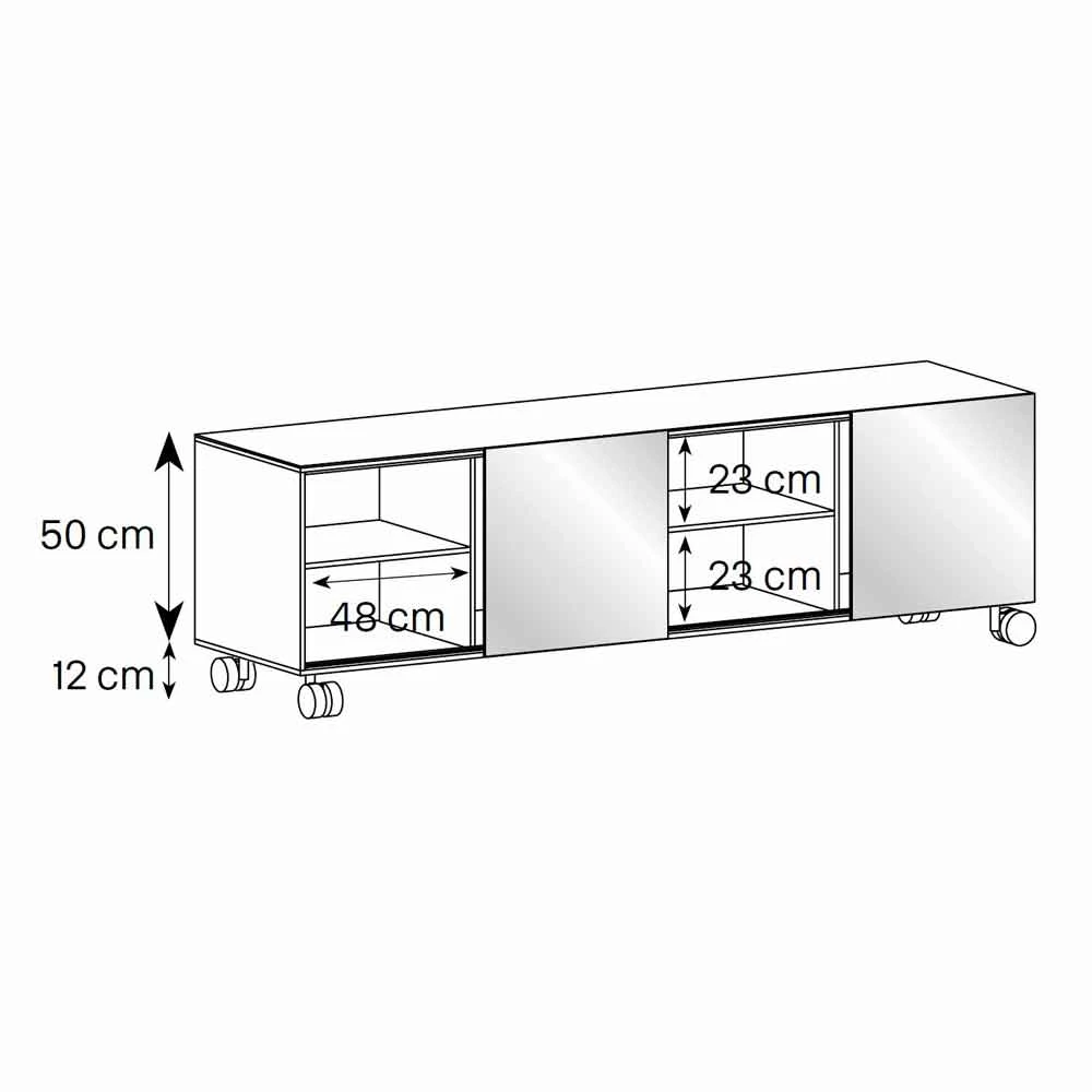 Modern Dressoir Op Wielen In Rookglas En Keramische Top Gemaakt In Italië - Scocca 8 Modern Dressoir Op Wielen In Rookglas En Keramische Top Gemaakt In Italië - Scocca - Afbeelding 8