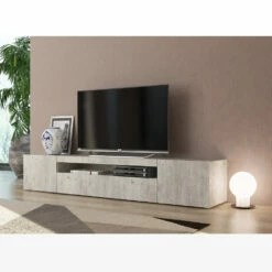 Lage Houten Tv-meubel Woonkamer 2 Deuren En Open Compartiment - Suzana -Slide Shop mobile basso porta tv in legno soggiorno 2 ante e vano a giorno suzana 4