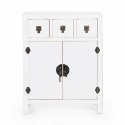 Woonkamer Lage Kast In Vintage Wit Mdf 2 Deurs 3 Laden - Ginepro -Slide Shop mobile basso soggiorno in mdf bianco vintage 2 ante 3 cassetti ginepro 2