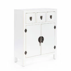 Woonkamer Lage Kast In Vintage Wit Mdf 2 Deurs 3 Laden - Ginepro