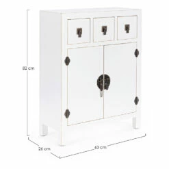 Woonkamer Lage Kast In Vintage Wit Mdf 2 Deurs 3 Laden - Ginepro -Slide Shop mobile basso soggiorno in mdf bianco vintage 2 ante 3 cassetti ginepro 4