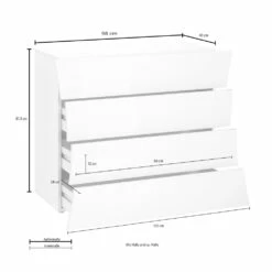 Verrijdbare Witte Lade 4 Laden Design In Duurzaam Hout - Sabine -Slide Shop mobile cassettiera bianca 4 cassetti design in legno sostenibile sabine 3