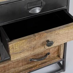 Industrieel Design Ladekast In Staal En Mangohout 6 Lades - Melany 7 Industrieel Design Ladekast In Staal En Mangohout 6 Lades - Melany -Slide Shop mobile cassettiera industriale acciaio e legno di mango 6 cassetti melany 2