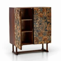 Designkast Met Twee Deuren In Mangohout, Cellara -Slide Shop mobile contenitore di design a due ante in legno di mango cellara 2