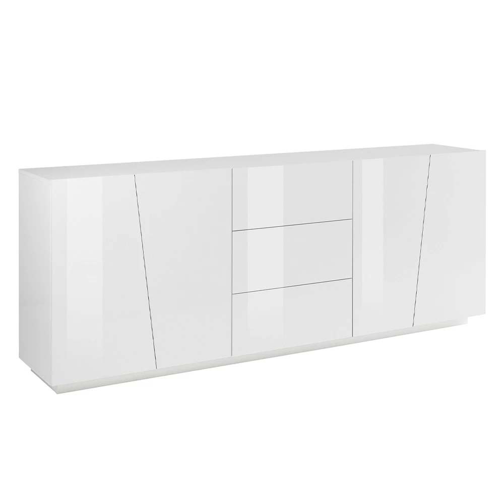 Verrijdbaar Dressoir 4 Deuren 3 Lades In Glanzend Wit Hout Of Leisteen - Joris 1 Verrijdbaar Dressoir 4 Deuren 3 Lades In Glanzend Wit Hout Of Leisteen - Joris