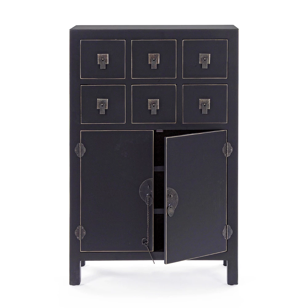 Design Dressoir In Wit Of Zwart Vintage Mdf 2 Deuren En 6 Lades - Ginepro 9 Design Dressoir In Wit Of Zwart Vintage Mdf 2 Deuren En 6 Lades - Ginepro - Afbeelding 9