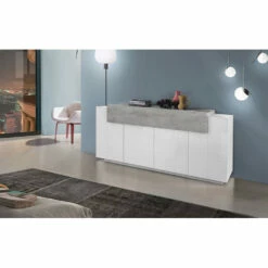 Verrijdbaar Dressoir 5 Deuren Wit En Antraciet Hout, Esdoorn Of Cement - Therese 13 Verrijdbaar Dressoir 5 Deuren Wit En Antraciet Hout, Esdoorn Of Cement - Therese -Slide Shop mobile credenza salotto 5 ante legno bianco e antracite o acero therese 4