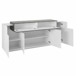 Verrijdbaar Dressoir 5 Deuren Wit En Antraciet Hout, Esdoorn Of Cement - Therese 16 Verrijdbaar Dressoir 5 Deuren Wit En Antraciet Hout, Esdoorn Of Cement - Therese -Slide Shop mobile credenza salotto 5 ante legno bianco e antracite o acero therese 7