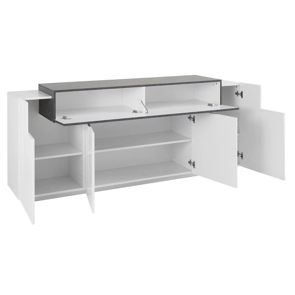 Verrijdbaar Dressoir 5 Deuren Wit En Antraciet Hout, Esdoorn Of Cement - Therese 8 Verrijdbaar Dressoir 5 Deuren Wit En Antraciet Hout, Esdoorn Of Cement - Therese - Afbeelding 8