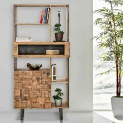 Slide Design Boekenkast In Ijzer En Acaciahout - Desdemona -Slide Shop mobile libreria di design in ferro e legno di acacia desdemona 4