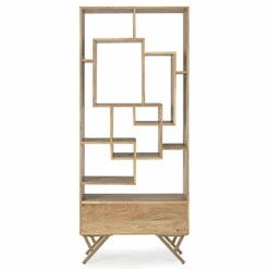 Slide Woonkamer Boekenkast In Acaciahout En Homemotion Lade - Auriel -Slide Shop mobile libreria soggiorno in legno di acacia e cassetto homemotion auriel 2