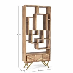 Slide Woonkamer Boekenkast In Acaciahout En Homemotion Lade - Auriel -Slide Shop mobile libreria soggiorno in legno di acacia e cassetto homemotion auriel 6