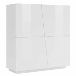 Hoog Dressoir Met 4 Deuren In Wit Of Leisteen Melamine Hout - Joris