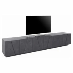 Tv-meubel Met 4 Of 6 Deuren In Wit Hout, Beton Of Leisteen - Fjona -Slide Shop mobile porta tv a 4 o 6 ante in legno bianco cemento o ardesia fjona 6