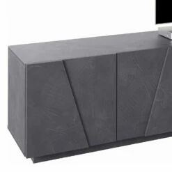 Tv-meubel Met 4 Of 6 Deuren In Wit Hout, Beton Of Leisteen - Fjona -Slide Shop mobile porta tv a 4 o 6 ante in legno bianco cemento o ardesia fjona 7