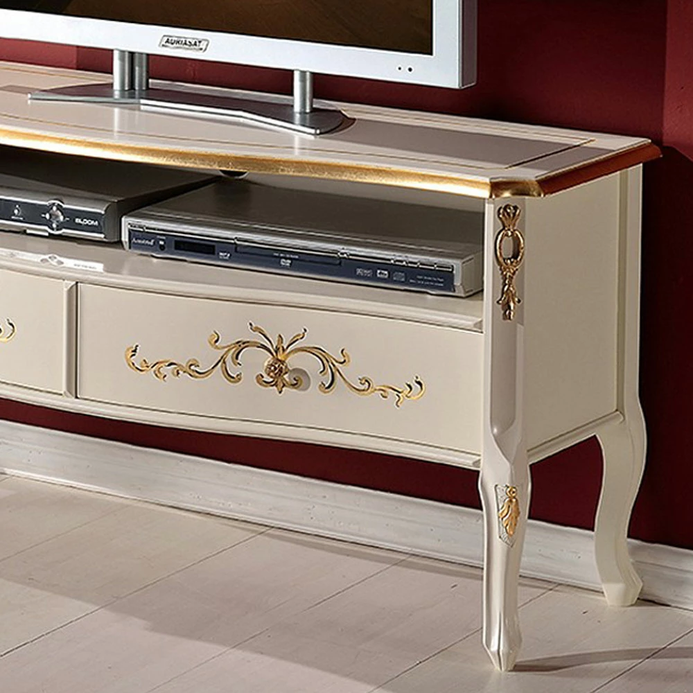 Klassiek Tv-meubel In Wit Hout En Walnoot Made In Italy - Katerine 2 Klassiek Tv-meubel In Wit Hout En Walnoot Made In Italy - Katerine - Afbeelding 2