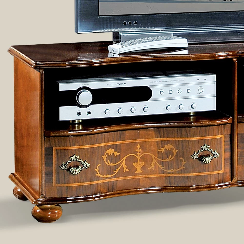 Klassieke Tv-standaard In Luxe Walnotenhout Gemaakt In Italië - Prince 2 Klassieke Tv-standaard In Luxe Walnotenhout Gemaakt In Italië - Prince - Afbeelding 2