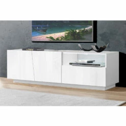 Design Houten TV Kast 2 Deuren 1 Lade En Open Compartiment - Joris 8 Design Houten TV Kast 2 Deuren 1 Lade En Open Compartiment - Joris -Slide Shop mobile porta tv in legno design 2 ante 1 cassetto e vano a giorno joris 1