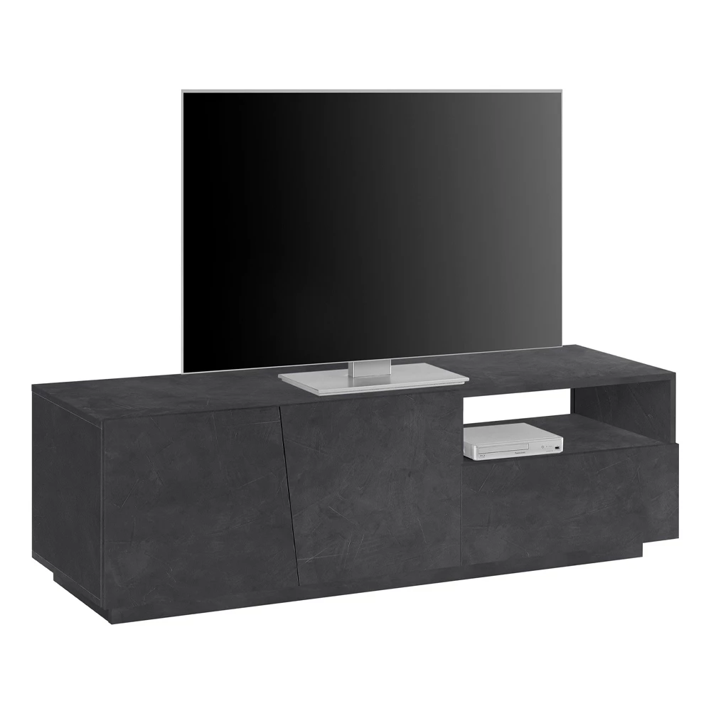 Design Houten TV Kast 2 Deuren 1 Lade En Open Compartiment - Joris 1 Design Houten TV Kast 2 Deuren 1 Lade En Open Compartiment - Joris