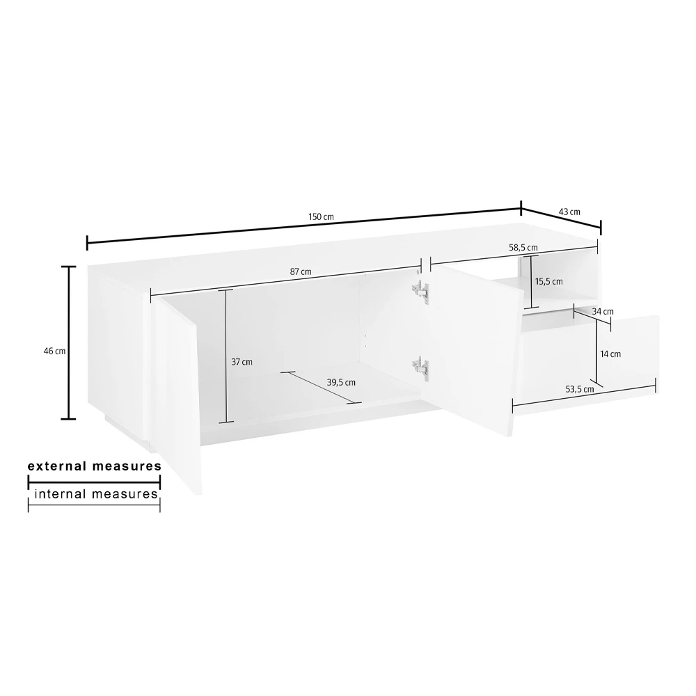 Design Houten TV Kast 2 Deuren 1 Lade En Open Compartiment - Joris 6 Design Houten TV Kast 2 Deuren 1 Lade En Open Compartiment - Joris - Afbeelding 6